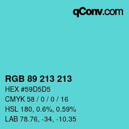 Color code: RGB 89 213 213 | qconv.com