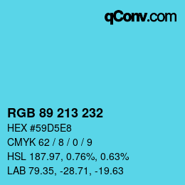 颜色代码: RGB 89 213 232 | qconv.com