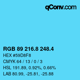 カラーコード: RGB 89 216.8 248.4 | qconv.com