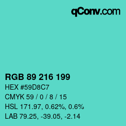 Color code: RGB 89 216 199 | qconv.com