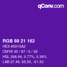 Color code: RGB 89 21 162 | qconv.com