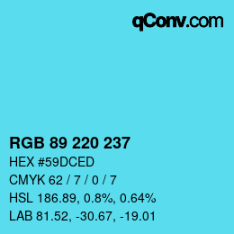 Color code: RGB 89 220 237 | qconv.com