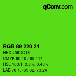 カラーコード: RGB 89 220 24 | qconv.com