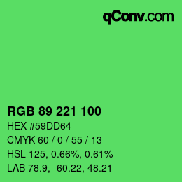 Color code: RGB 89 221 100 | qconv.com