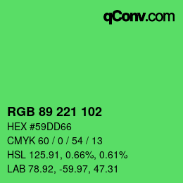 Color code: RGB 89 221 102 | qconv.com