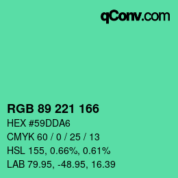 Color code: RGB 89 221 166 | qconv.com