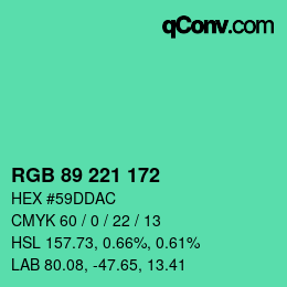 Color code: RGB 89 221 172 | qconv.com