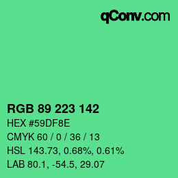 Color code: RGB 89 223 142 | qconv.com