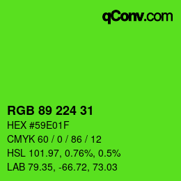 カラーコード: RGB 89 224 31 | qconv.com