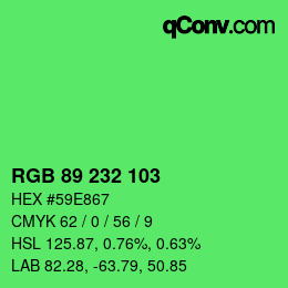 Color code: RGB 89 232 103 | qconv.com
