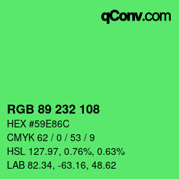 Color code: RGB 89 232 108 | qconv.com