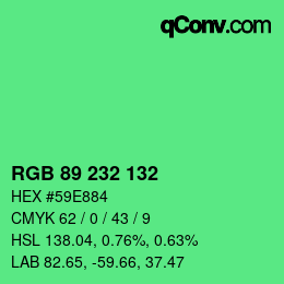Color code: RGB 89 232 132 | qconv.com