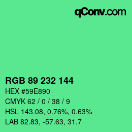 颜色代码: RGB 89 232 144 | qconv.com