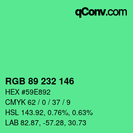 Color code: RGB 89 232 146 | qconv.com