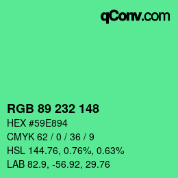 Color code: RGB 89 232 148 | qconv.com