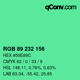 Color code: RGB 89 232 156 | qconv.com
