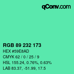 Color code: RGB 89 232 173 | qconv.com