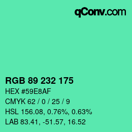 Color code: RGB 89 232 175 | qconv.com