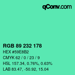 Color code: RGB 89 232 178 | qconv.com