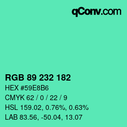 Color code: RGB 89 232 182 | qconv.com