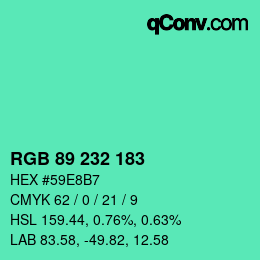 Color code: RGB 89 232 183 | qconv.com