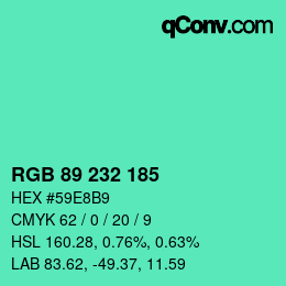颜色代码: RGB 89 232 185 | qconv.com