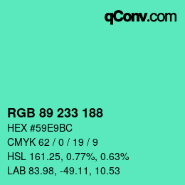 Color code: RGB 89 233 188 | qconv.com