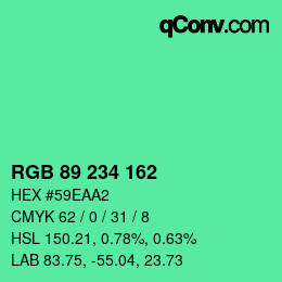 Color code: RGB 89 234 162 | qconv.com