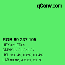 Color code: RGB 89 237 105 | qconv.com