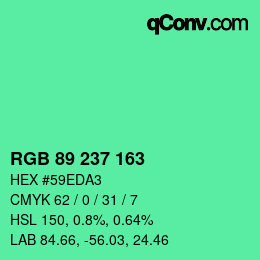 カラーコード: RGB 89 237 163 | qconv.com