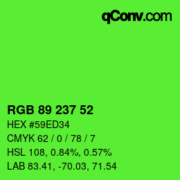Color code: RGB 89 237 52 | qconv.com