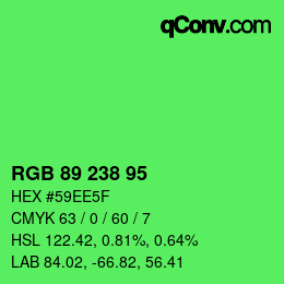 颜色代码: RGB 89 238 95 | qconv.com