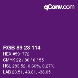 Color code: RGB 89 23 114 | qconv.com