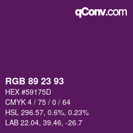 カラーコード: RGB 89 23 93 | qconv.com