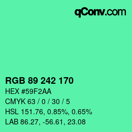 Color code: RGB 89 242 170 | qconv.com