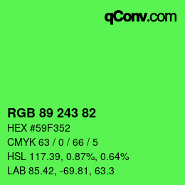 Color code: RGB 89 243 82 | qconv.com