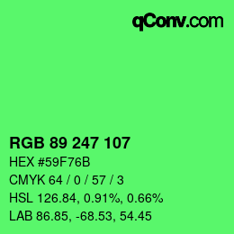 Color code: RGB 89 247 107 | qconv.com