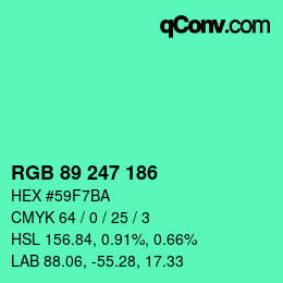 Color code: RGB 89 247 186 | qconv.com
