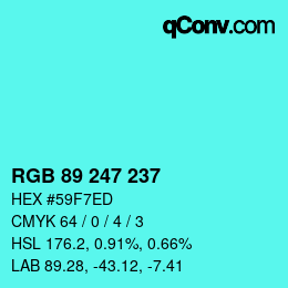 Color code: RGB 89 247 237 | qconv.com