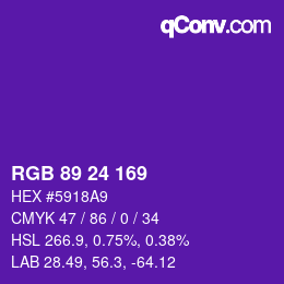 Color code: RGB 89 24 169 | qconv.com