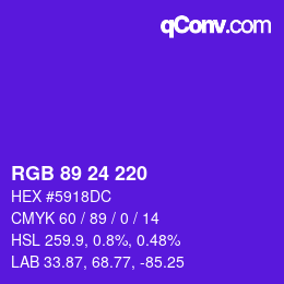 颜色代码: RGB 89 24 220 | qconv.com