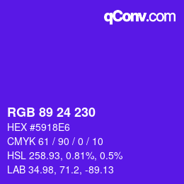 カラーコード: RGB 89 24 230 | qconv.com