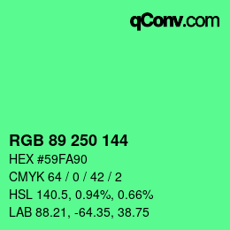 Color code: RGB 89 250 144 | qconv.com