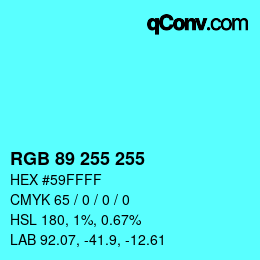 Color code: RGB 89 255 255 | qconv.com