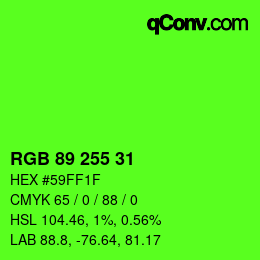 Color code: RGB 89 255 31 | qconv.com