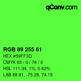 Color code: RGB 89 255 61 | qconv.com