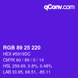 颜色代码: RGB 89 25 220 | qconv.com