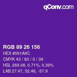 Color code: RGB 89 26 156 | qconv.com