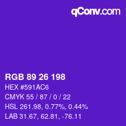 Color code: RGB 89 26 198 | qconv.com