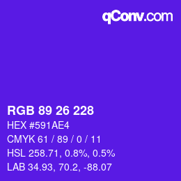 Color code: RGB 89 26 228 | qconv.com